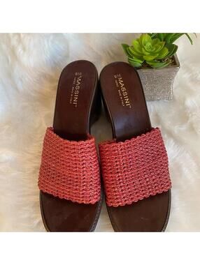 Massini Women's Red Woven Strap Sandals Size 9M